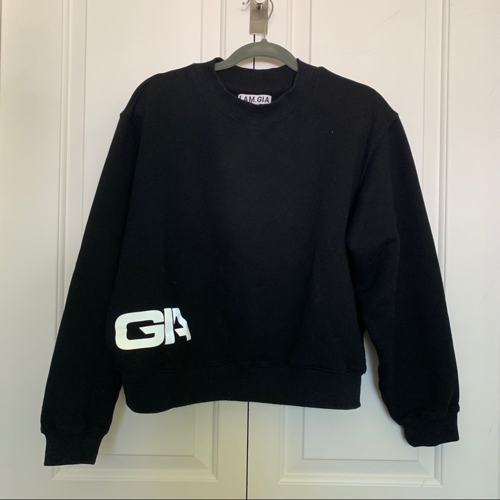 I.AM.GIA black crewneck reflective logo sweatshirt